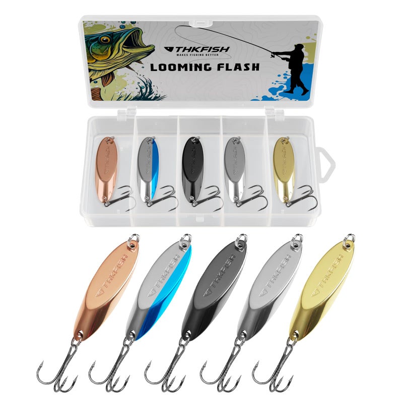 THKFISH Fishing Lures - Trout & Pike Bass Lures, 5pcs 1-1/5oz Single Hook Color C - Image 1